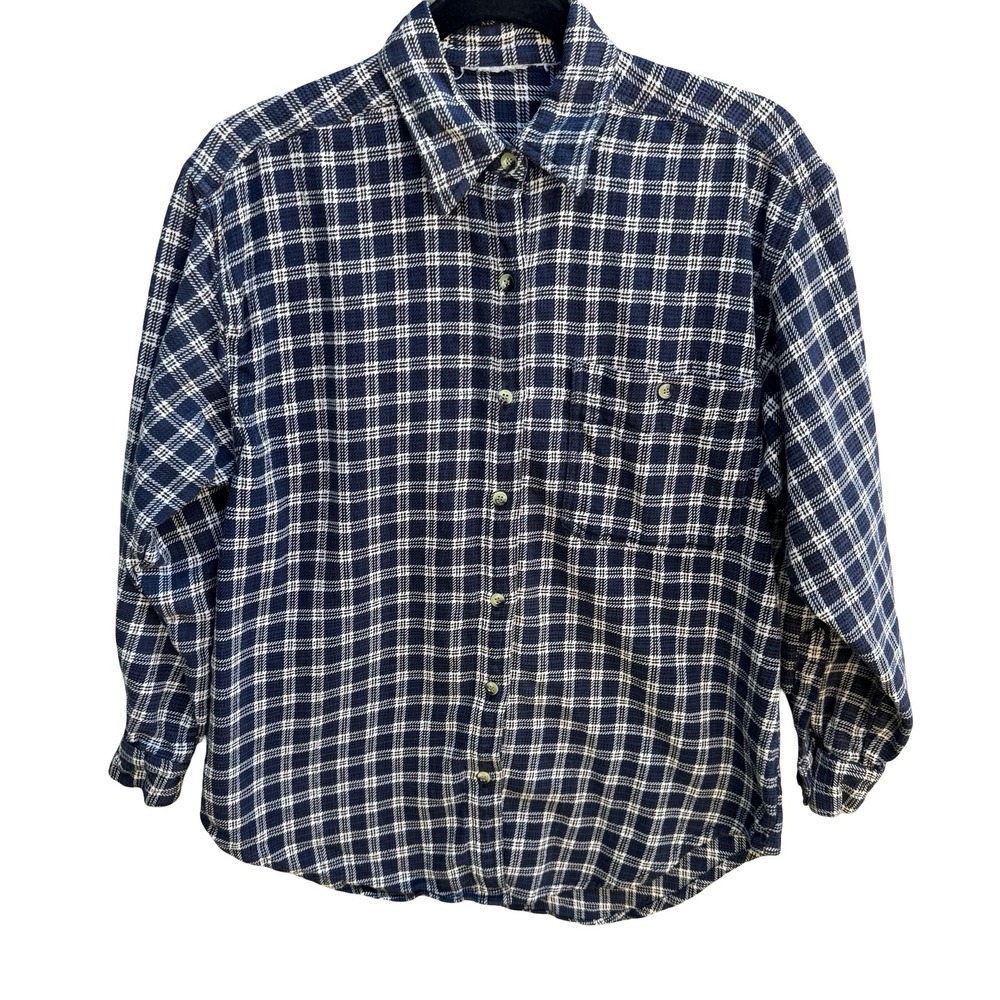 Vintage 80s Grunge Lumberjack Outdoor Workwear Heavy Cotton Plaid Shirt Mens M